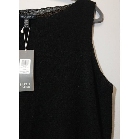 Eileen fisher womens xl linen knit tank shell top black boat neck shirt - Picture 6 of 9